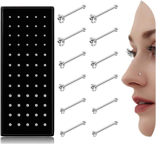 Straight L Shaped Stainless Steel Nose Studs Rings Piercing Body Jewelry 20G-22G 1.5mm 2mm 2.5mm