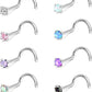 Nose Rings Studs: 8Pcs 20G/18G Gold/Silver 316L Stainless Steel Nose Studs Hypoallergenic Corkscrew Nose Piercing Jewelry for Women Men Clear Zircon Inlaid Top Size 1.5mm 2mm 2.5mm 3mm