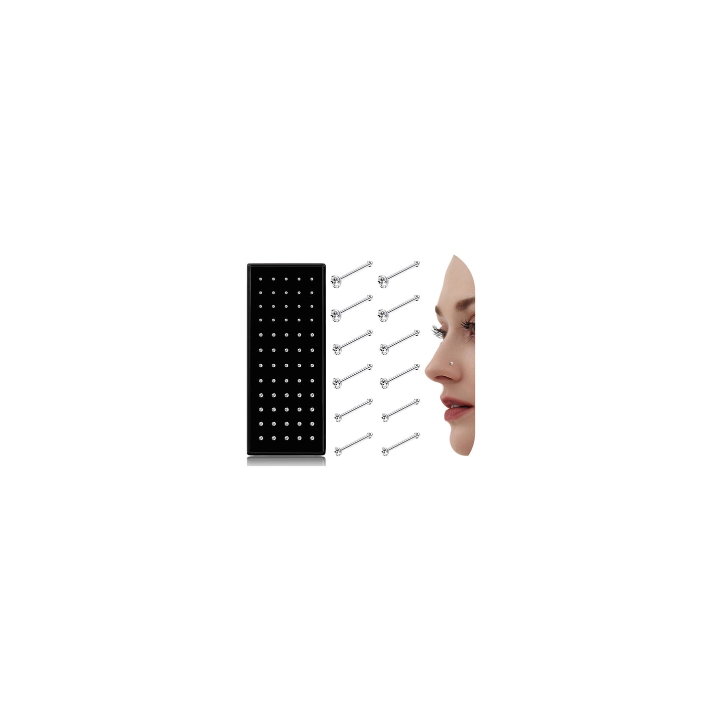 Straight L Shaped Stainless Steel Nose Studs Rings Piercing Body Jewelry 20G-22G 1.5mm 2mm 2.5mm
