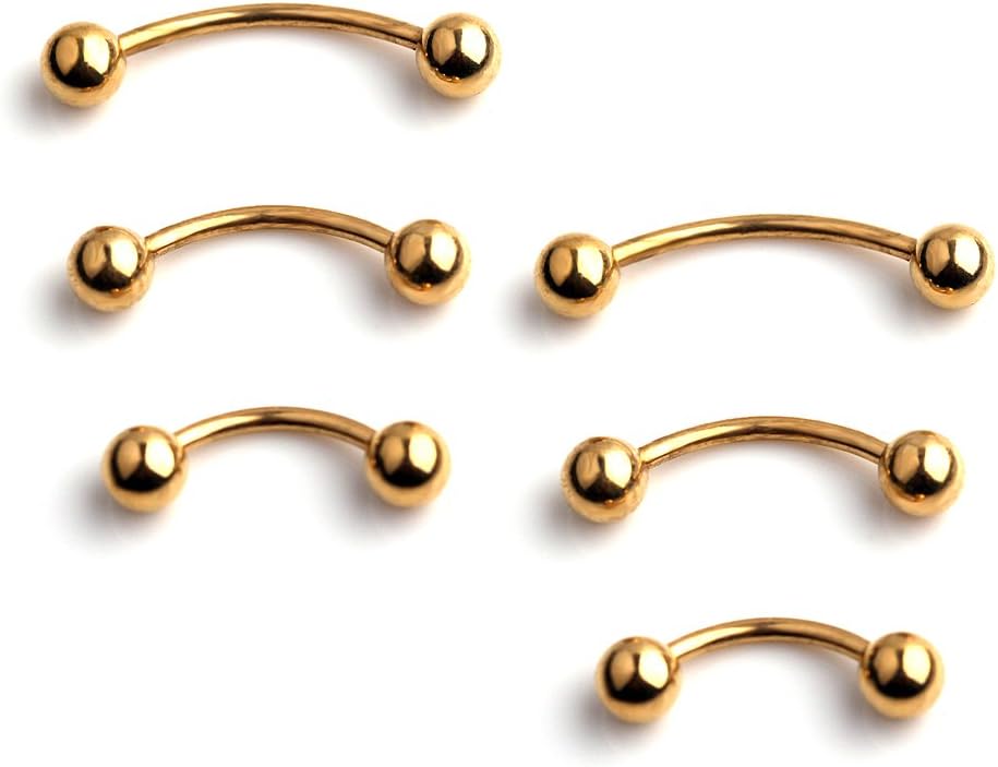 3prs(6pcs) Surgical Steel Tiny Curved Eyebrow Ear Navel Belly Lip Ring Barbell Piercing Jewelry 20g 6mm/8mm/10mm