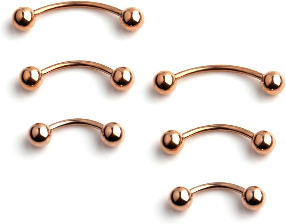3prs(6pcs) Surgical Steel Tiny Curved Eyebrow Ear Navel Belly Lip Ring Barbell Piercing Jewelry 20g 6mm/8mm/10mm