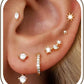 6 Pairs 14K Gold Plated Stud Earrings for Women, Hypoallergenic Cartilage Earrings for Multiple Piercing, Dainty Small Stackable Earrings Set for Jewelry Gift