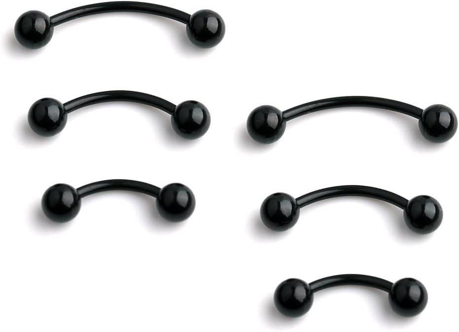 3prs(6pcs) Surgical Steel Tiny Curved Eyebrow Ear Navel Belly Lip Ring Barbell Piercing Jewelry 20g 6mm/8mm/10mm