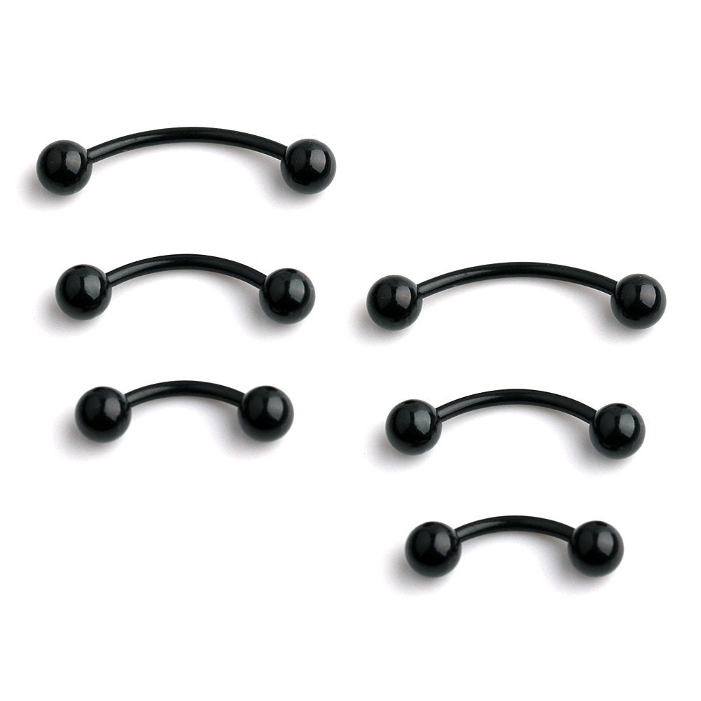 3prs(6pcs) Surgical Steel Tiny Curved Eyebrow Ear Navel Belly Lip Ring Barbell Piercing Jewelry 20g 6mm/8mm/10mm