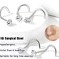 Nose Rings Studs: 8Pcs 20G/18G Gold/Silver 316L Stainless Steel Nose Studs Hypoallergenic Corkscrew Nose Piercing Jewelry for Women Men Clear Zircon Inlaid Top Size 1.5mm 2mm 2.5mm 3mm