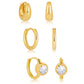 Small Huggie Hoop Earrings Set for Women, Gold Plated Hoops Stacks for Multiple Piercings, Dainty Cute Mini Lightweight Cartilage Studs Trendy Jewelry Gift