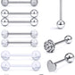 5/8in(16mm) L, 14G Tongue Piercing Barbells Multicolor Surgical Stainless Steel Long Nipple Piercing Barbells Body Jewelry for Women