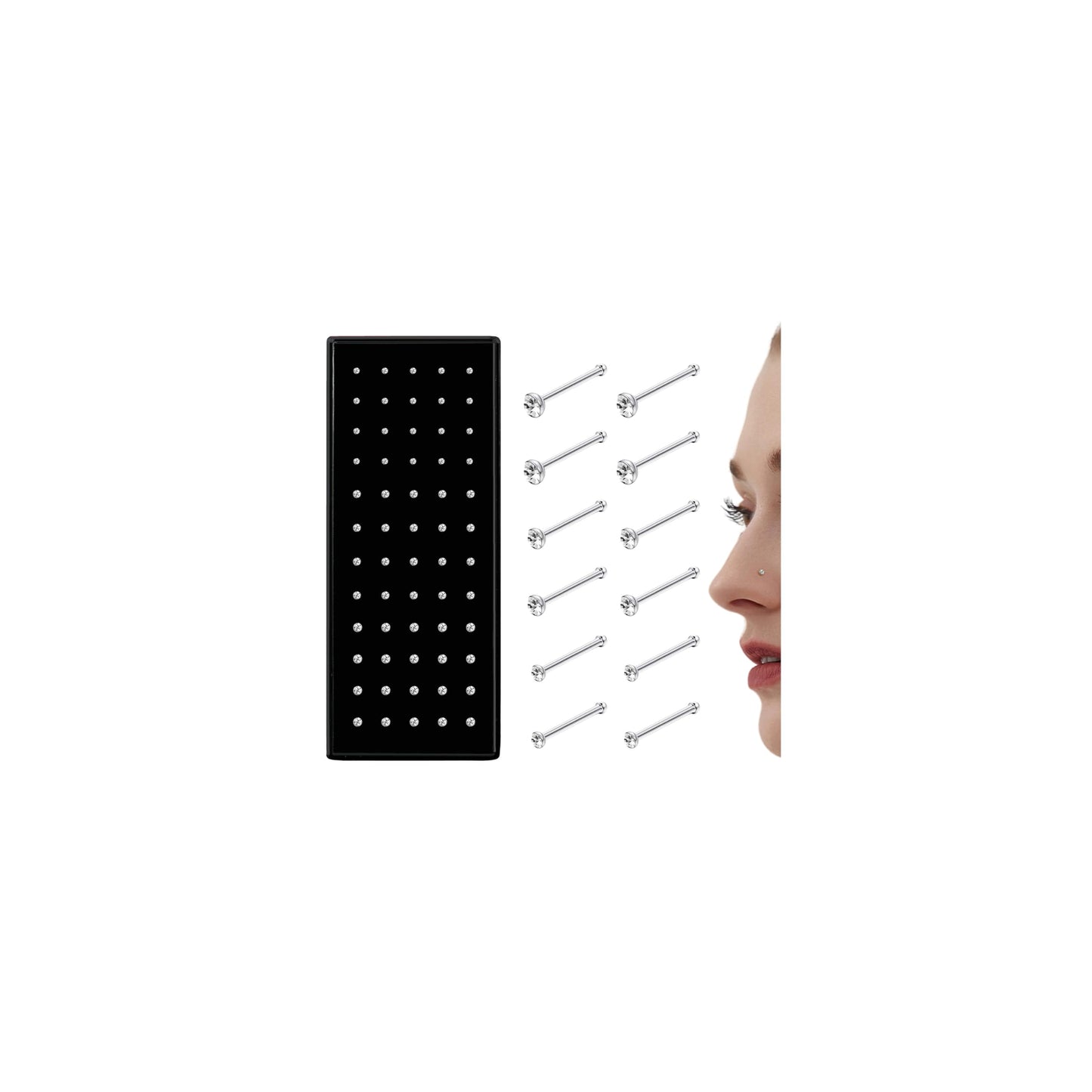 Straight L Shaped Stainless Steel Nose Studs Rings Piercing Body Jewelry 20G-22G 1.5mm 2mm 2.5mm