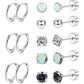 Jstyle Surgical Steel Earrings for Sensitive Ears Hypoallergenic 20G Stainless Steel Stud Hoop Earrings for Women Men Small Opal Ball CZ Surgical Steel Flat Back Earrings Cartilage Earrings Hoop Stud