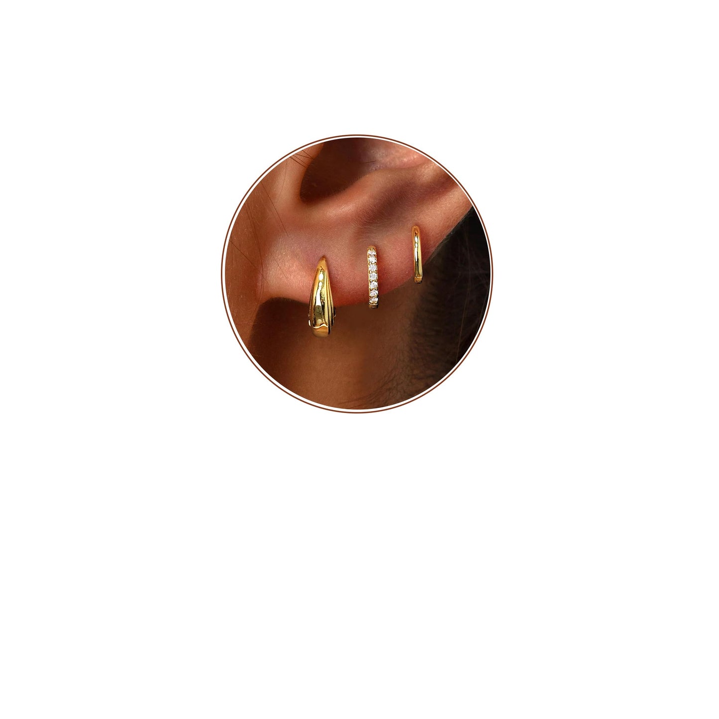 Small Huggie Hoop Earrings Set for Women, Gold Plated Hoops Stacks for Multiple Piercings, Dainty Cute Mini Lightweight Cartilage Studs Trendy Jewelry Gift
