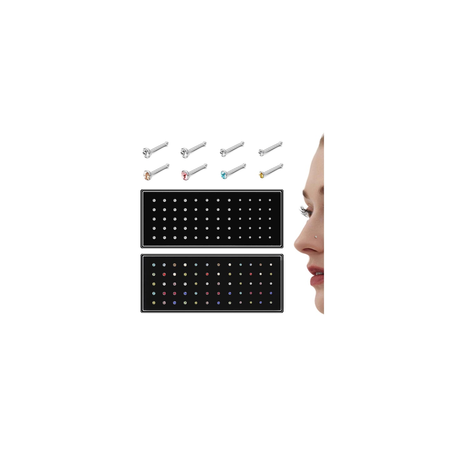 Straight L Shaped Stainless Steel Nose Studs Rings Piercing Body Jewelry 20G-22G 1.5mm 2mm 2.5mm