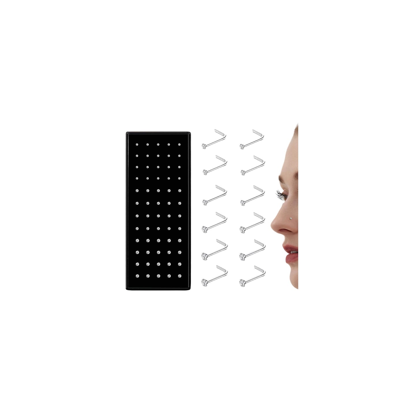 Straight L Shaped Stainless Steel Nose Studs Rings Piercing Body Jewelry 20G-22G 1.5mm 2mm 2.5mm