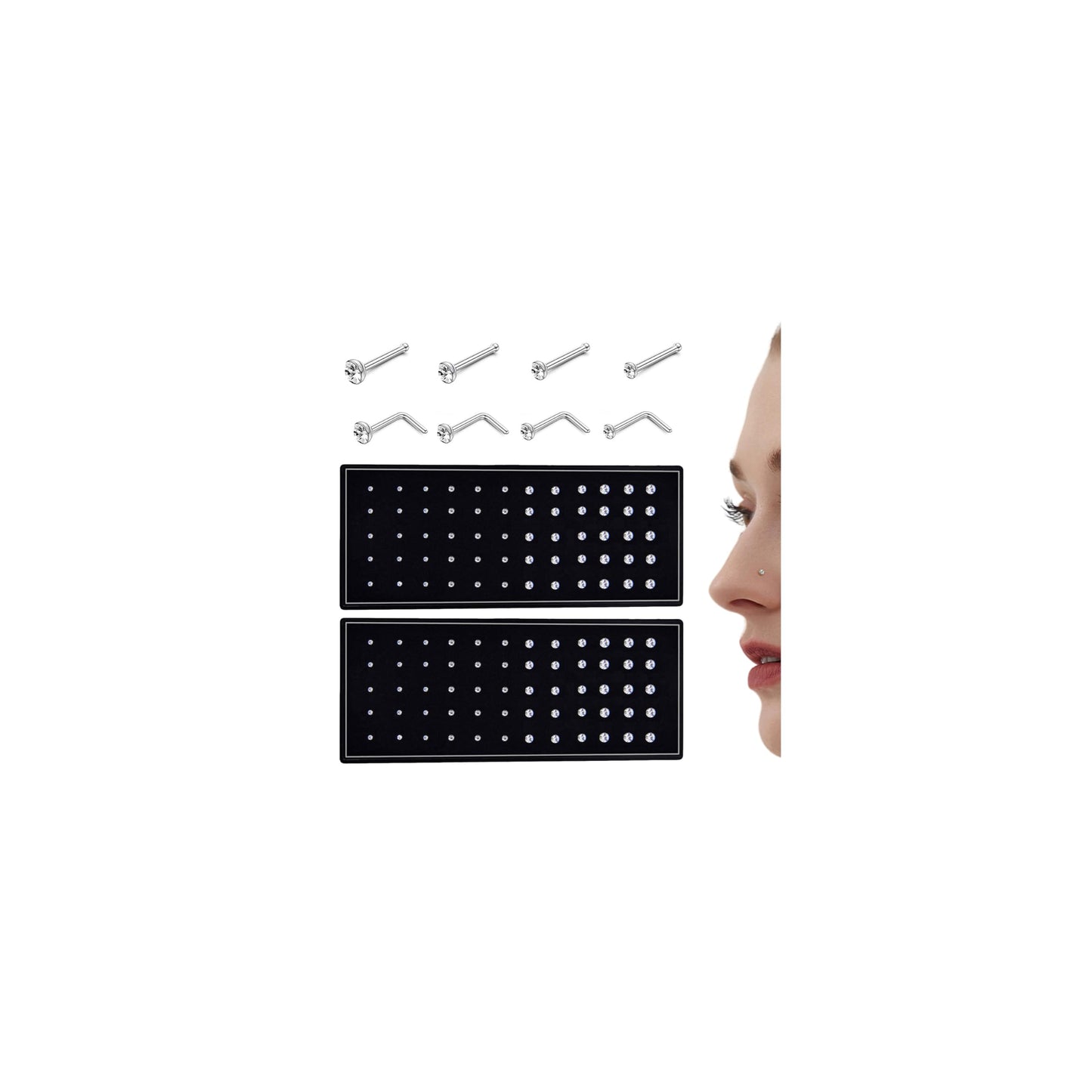 Straight L Shaped Stainless Steel Nose Studs Rings Piercing Body Jewelry 20G-22G 1.5mm 2mm 2.5mm
