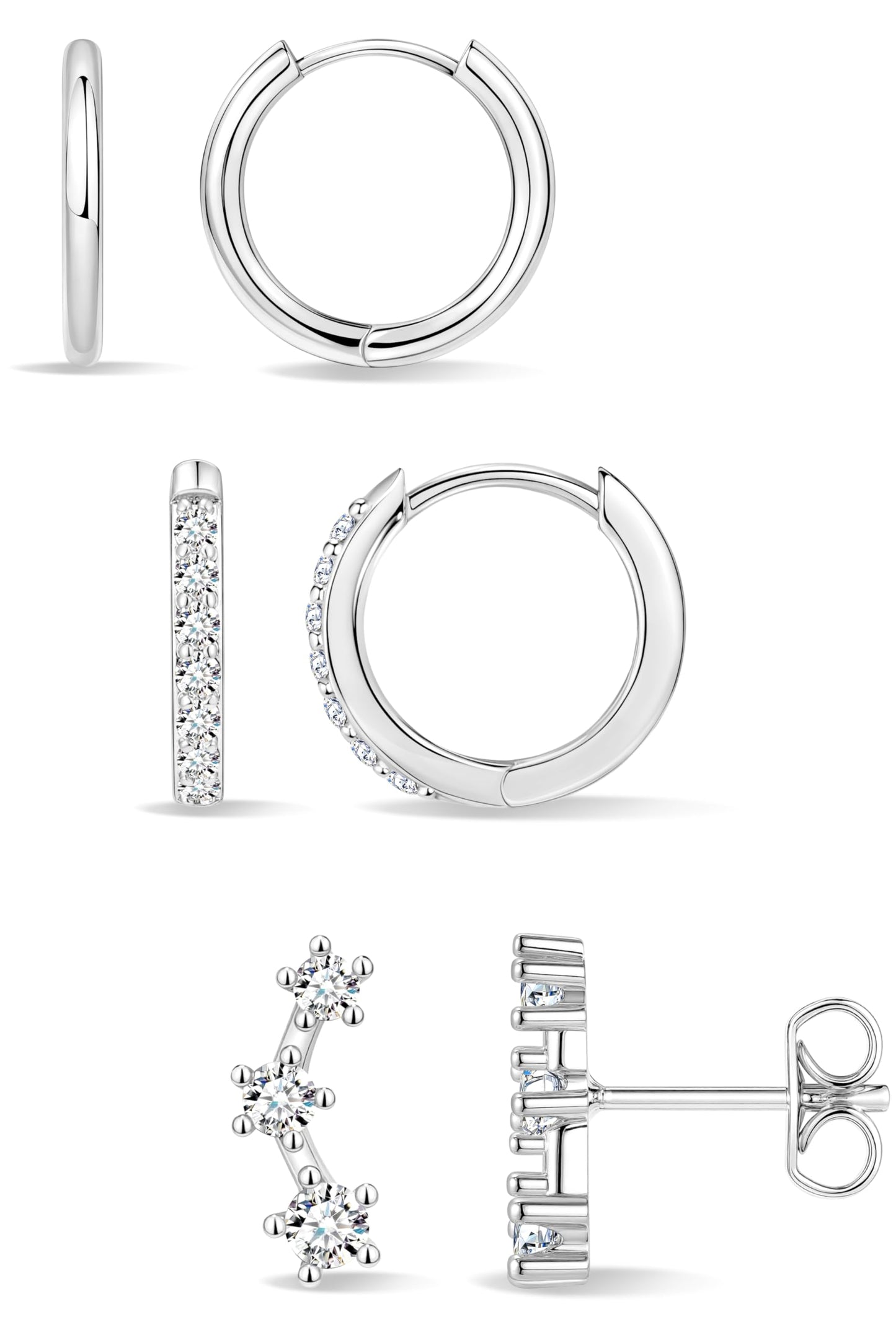 Small Huggie Hoop Earrings Set for Women, Gold Plated Hoops Stacks for Multiple Piercings, Dainty Cute Mini Lightweight Cartilage Studs Trendy Jewelry Gift