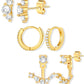 6 Pairs 14K Gold Plated Stud Earrings for Women, Hypoallergenic Cartilage Earrings for Multiple Piercing, Dainty Small Stackable Earrings Set for Jewelry Gift