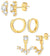 6 Pairs 14K Gold Plated Stud Earrings for Women, Hypoallergenic Cartilage Earrings for Multiple Piercing, Dainty Small Stackable Earrings Set for Jewelry Gift