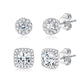 18K Gold Plated Halo Stud Earrings 925 Sterling Silver Cubic Zirconia Stud Earrings Round Square Diamonique Stud Earrings Set for Women Men