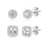 18K Gold Plated Halo Stud Earrings 925 Sterling Silver Cubic Zirconia Stud Earrings Round Square Diamonique Stud Earrings Set for Women Men