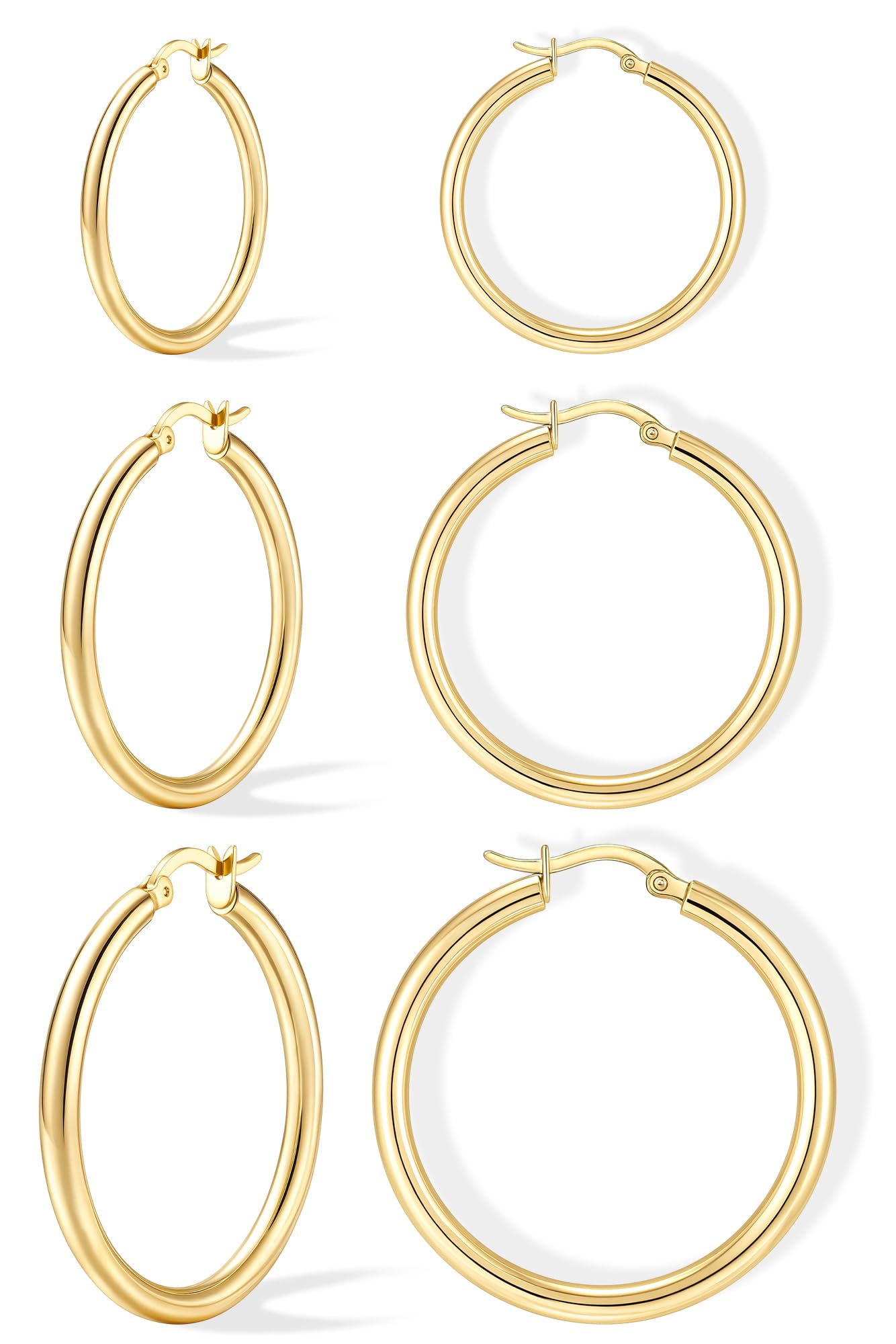 Small Huggie Hoop Earrings Set for Women, Gold Plated Hoops Stacks for Multiple Piercings, Dainty Cute Mini Lightweight Cartilage Studs Trendy Jewelry Gift