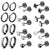 Surgical Steel Flat Back Earrings Set for Multiple Piercing Sensitive Ears,Sterling Silver Hypoallergenic Small Cartilage Huggie Hoop Earrings Titanium Tiny CZ Pearl Opal Stud Earrings for Women