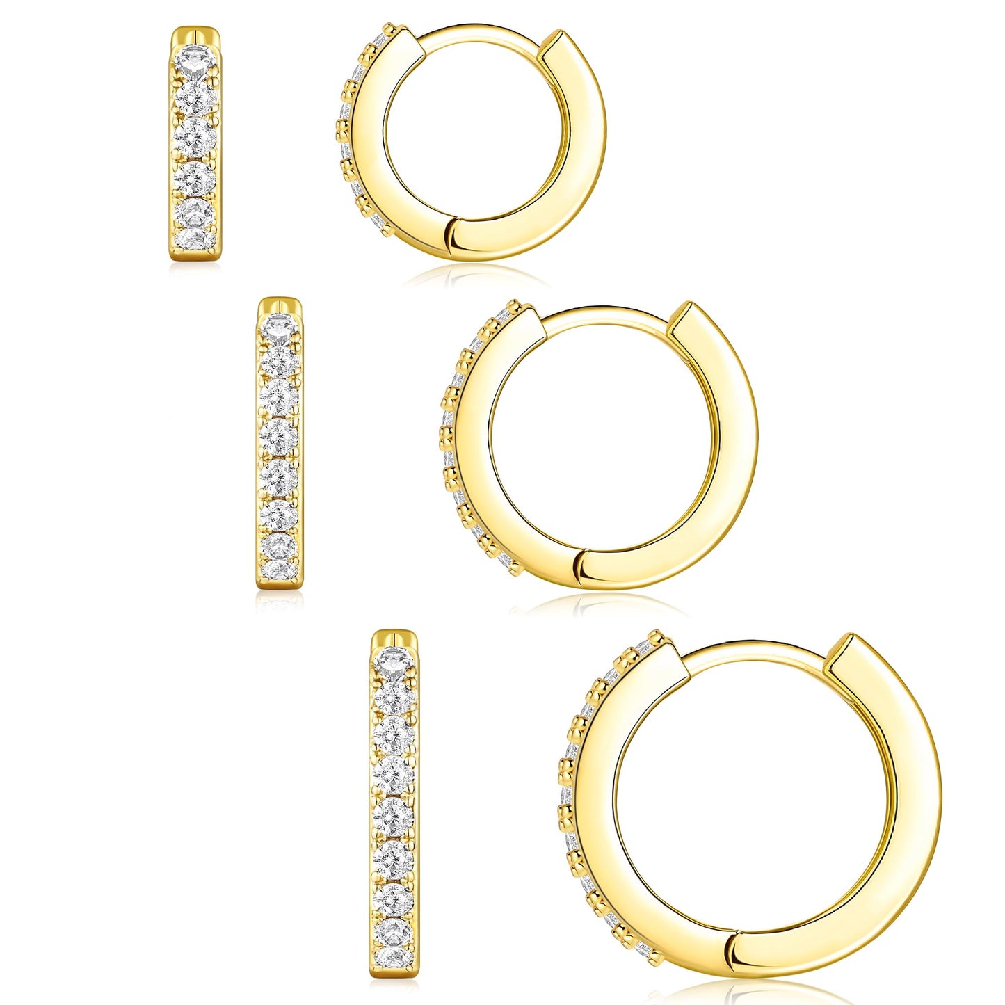 Small Huggie Hoop Earrings Set for Women, Gold Plated Hoops Stacks for Multiple Piercings, Dainty Cute Mini Lightweight Cartilage Studs Trendy Jewelry Gift