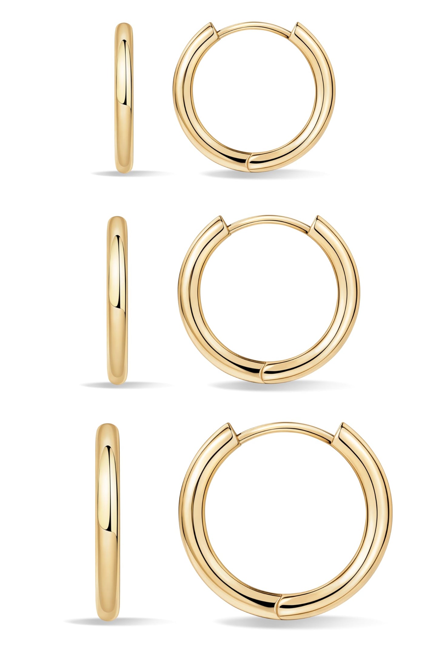 Small Huggie Hoop Earrings Set for Women, Gold Plated Hoops Stacks for Multiple Piercings, Dainty Cute Mini Lightweight Cartilage Studs Trendy Jewelry Gift