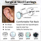 Jstyle Surgical Steel Earrings for Sensitive Ears Hypoallergenic 20G Stainless Steel Stud Hoop Earrings for Women Men Small Opal Ball CZ Surgical Steel Flat Back Earrings Cartilage Earrings Hoop Stud