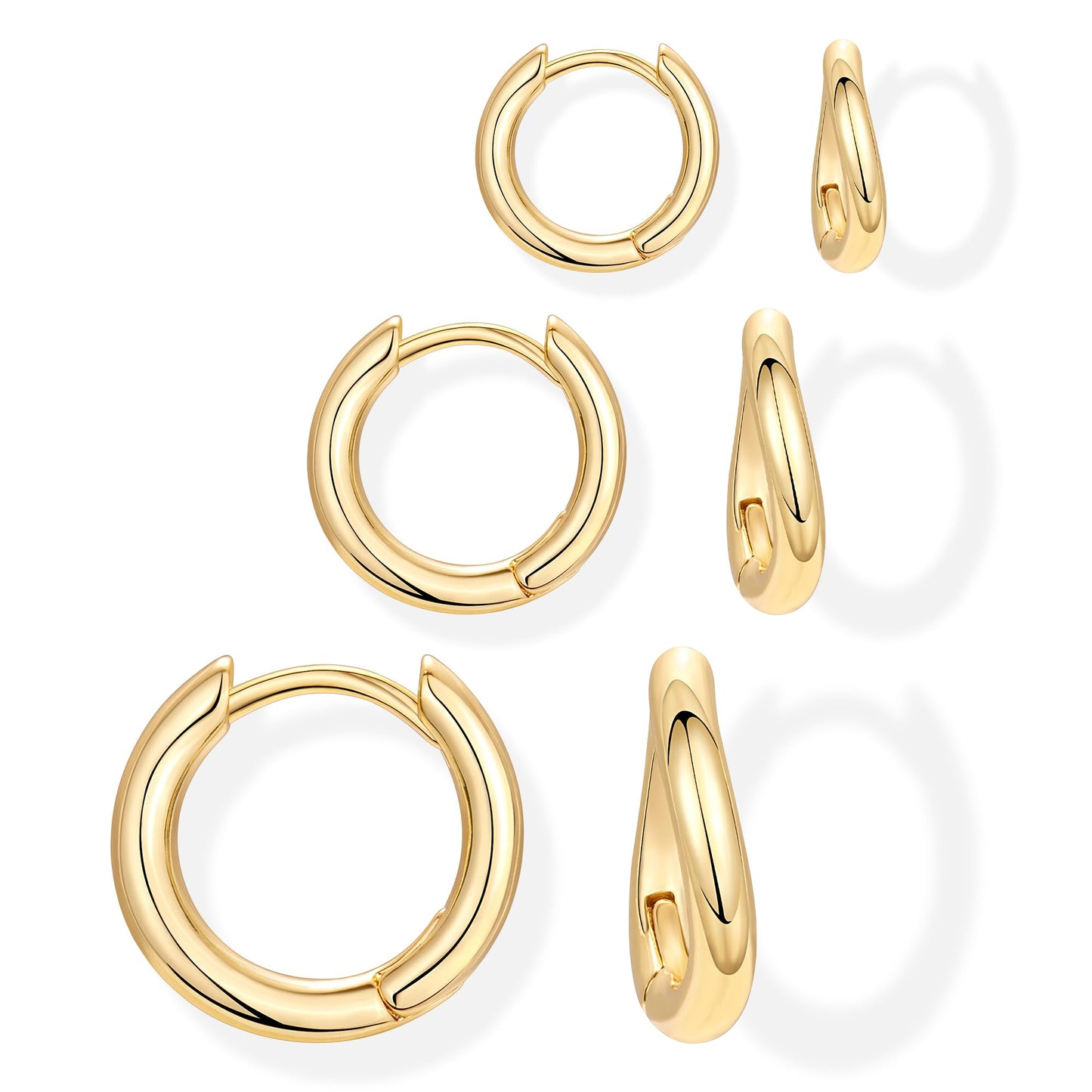 Small Huggie Hoop Earrings Set for Women, Gold Plated Hoops Stacks for Multiple Piercings, Dainty Cute Mini Lightweight Cartilage Studs Trendy Jewelry Gift
