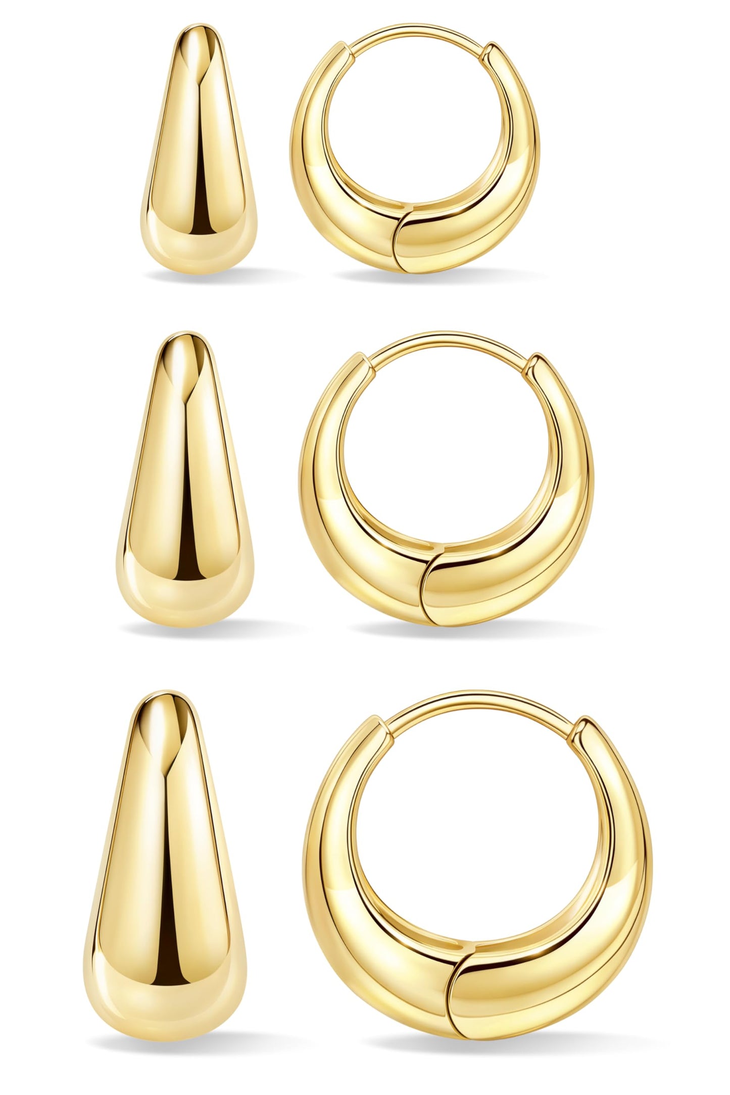 Small Huggie Hoop Earrings Set for Women, Gold Plated Hoops Stacks for Multiple Piercings, Dainty Cute Mini Lightweight Cartilage Studs Trendy Jewelry Gift