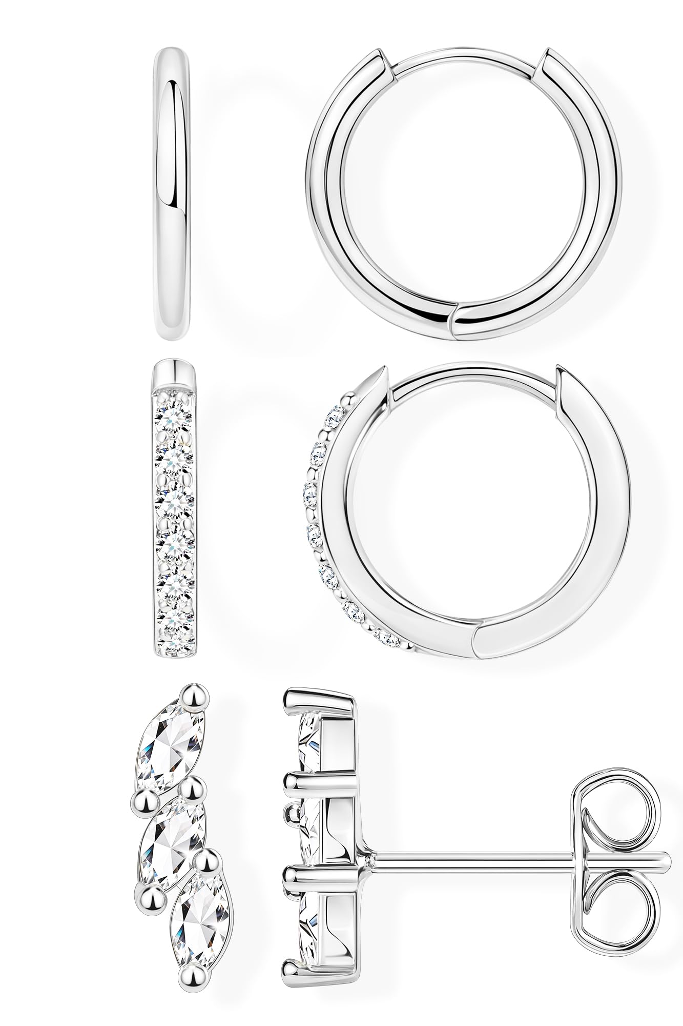 Small Huggie Hoop Earrings Set for Women, Gold Plated Hoops Stacks for Multiple Piercings, Dainty Cute Mini Lightweight Cartilage Studs Trendy Jewelry Gift