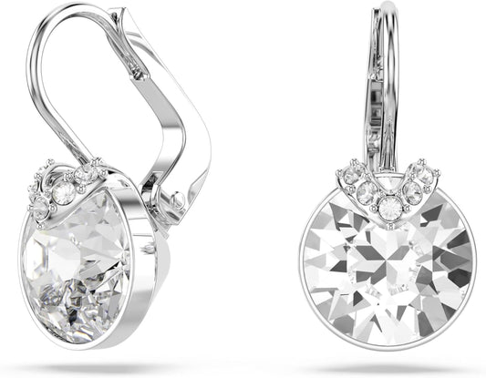 Bella V Style Crystal Earrings, Grey, Yellow, Clear & Rose Tone Crystals, Classic Fashion Jewelry Collection