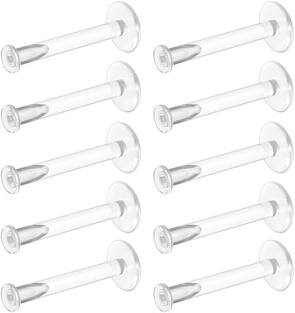 Clear Piercing Retainers, Flat Push-In Plastic Studs for Sports Work School and Medical Use, Suitable for Ear Cartilage Helix Tragus Lip Medusa Monroe, 16G 18G