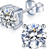 1/2/3ct Moissanite Stud Earrings for Women 925 Sterling Silver Hypoallergenic Butterfly Back 1 Pair DEF Color Lab Created Brilliant Round Moissanite Earrings