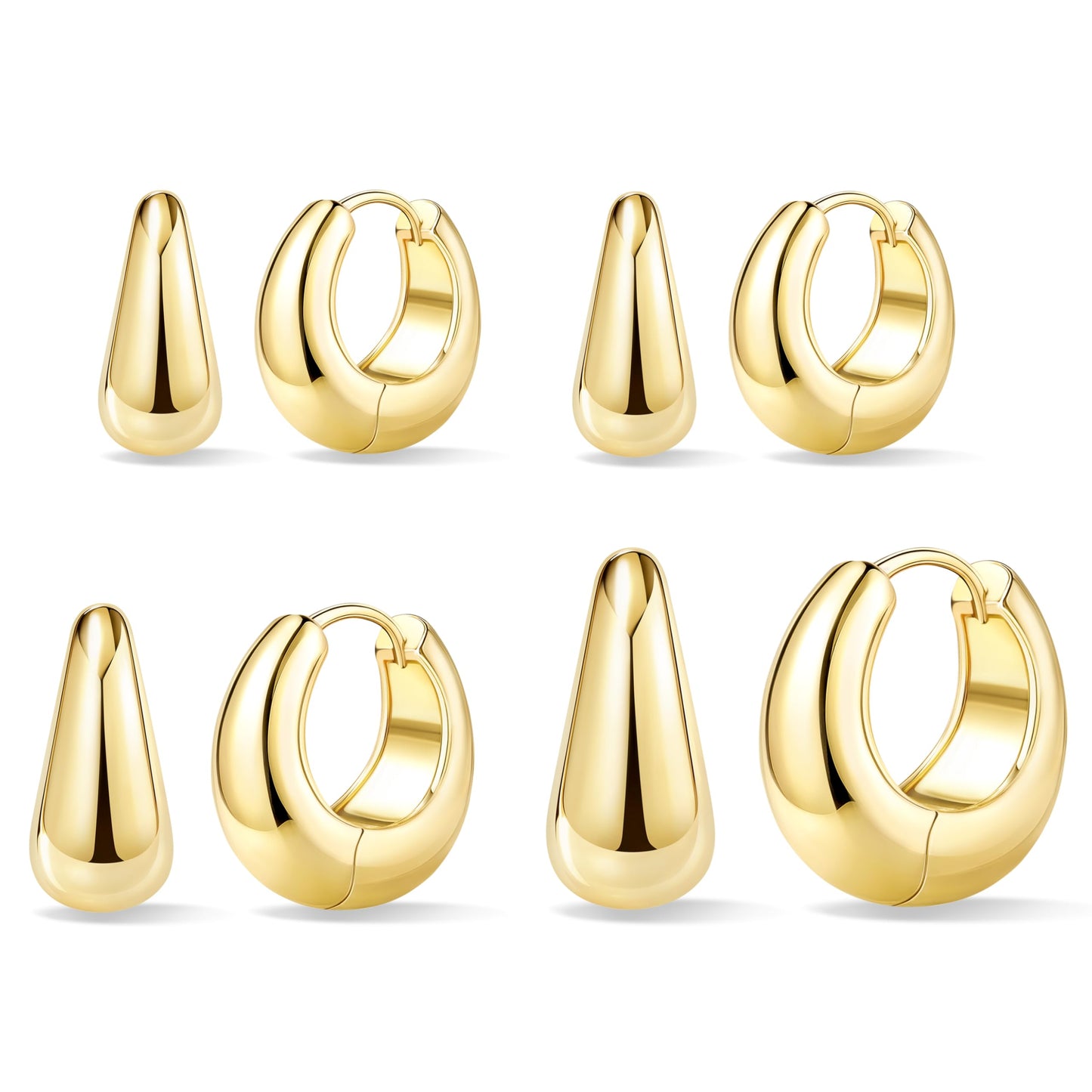 Small Huggie Hoop Earrings Set for Women, Gold Plated Hoops Stacks for Multiple Piercings, Dainty Cute Mini Lightweight Cartilage Studs Trendy Jewelry Gift