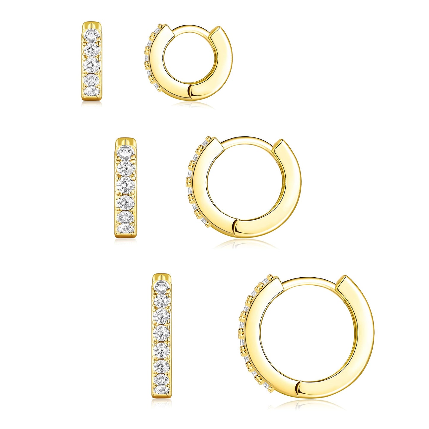 Small Huggie Hoop Earrings Set for Women, Gold Plated Hoops Stacks for Multiple Piercings, Dainty Cute Mini Lightweight Cartilage Studs Trendy Jewelry Gift