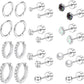 Surgical Steel Flat Back Earrings Set for Multiple Piercing Sensitive Ears,Sterling Silver Hypoallergenic Small Cartilage Huggie Hoop Earrings Titanium Tiny CZ Pearl Opal Stud Earrings for Women