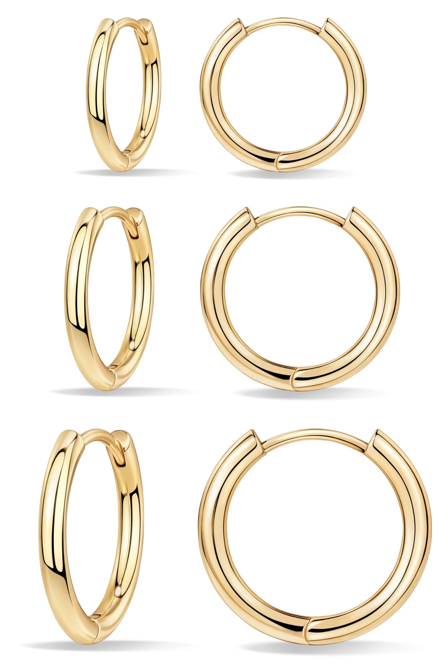 Small Huggie Hoop Earrings Set for Women, Gold Plated Hoops Stacks for Multiple Piercings, Dainty Cute Mini Lightweight Cartilage Studs Trendy Jewelry Gift
