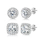 18K Gold Plated Halo Stud Earrings 925 Sterling Silver Cubic Zirconia Stud Earrings Round Square Diamonique Stud Earrings Set for Women Men