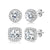 18K Gold Plated Halo Stud Earrings 925 Sterling Silver Cubic Zirconia Stud Earrings Round Square Diamonique Stud Earrings Set for Women Men