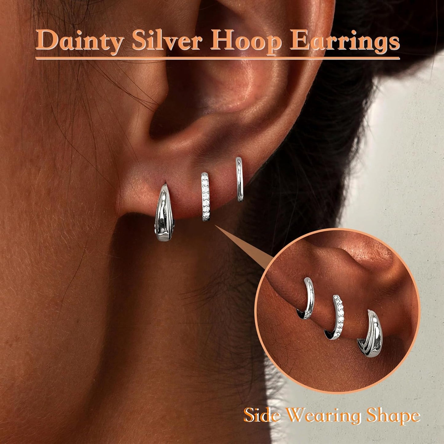 Small Huggie Hoop Earrings Set for Women, Gold Plated Hoops Stacks for Multiple Piercings, Dainty Cute Mini Lightweight Cartilage Studs Trendy Jewelry Gift