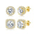 18K Gold Plated Halo Stud Earrings 925 Sterling Silver Cubic Zirconia Stud Earrings Round Square Diamonique Stud Earrings Set for Women Men