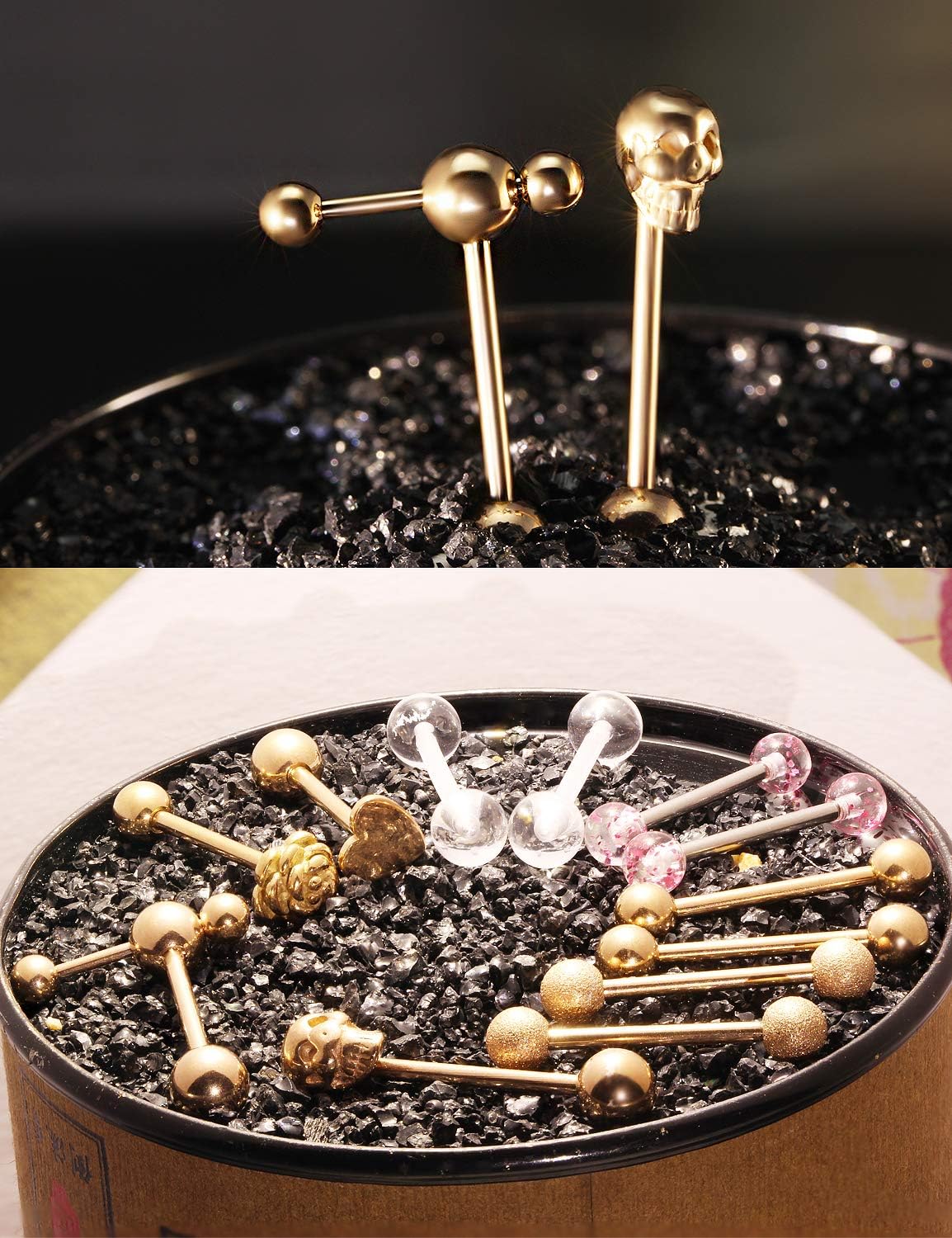 5/8in(16mm) L, 14G Tongue Piercing Barbells Multicolor Surgical Stainless Steel Long Nipple Piercing Barbells Body Jewelry for Women