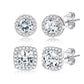 18K Gold Plated Halo Stud Earrings 925 Sterling Silver Cubic Zirconia Stud Earrings Round Square Diamonique Stud Earrings Set for Women Men