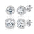 18K Gold Plated Halo Stud Earrings 925 Sterling Silver Cubic Zirconia Stud Earrings Round Square Diamonique Stud Earrings Set for Women Men