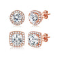 18K Gold Plated Halo Stud Earrings 925 Sterling Silver Cubic Zirconia Stud Earrings Round Square Diamonique Stud Earrings Set for Women Men