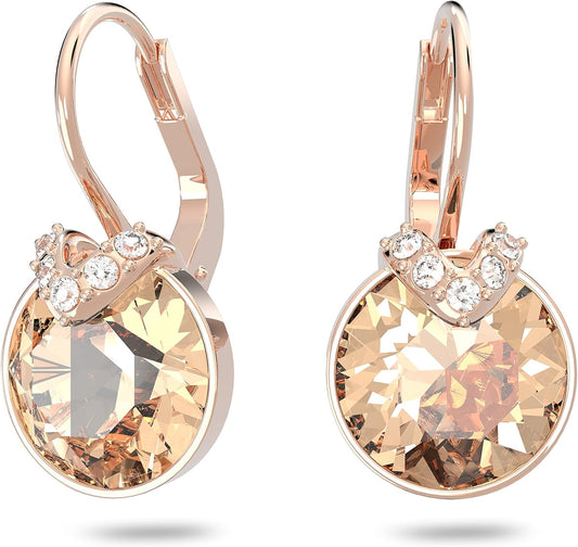 Bella V Style Crystal Earrings, Grey, Yellow, Clear & Rose Tone Crystals, Classic Fashion Jewelry Collection