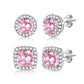 18K Gold Plated Halo Stud Earrings 925 Sterling Silver Cubic Zirconia Stud Earrings Round Square Diamonique Stud Earrings Set for Women Men