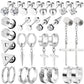 15 Pairs Earrings for Men, Stainless Steel Earrings Stud Kit for Men Women Fashion Piercing Jewelry Cross Dangle Hoop Earrings Set